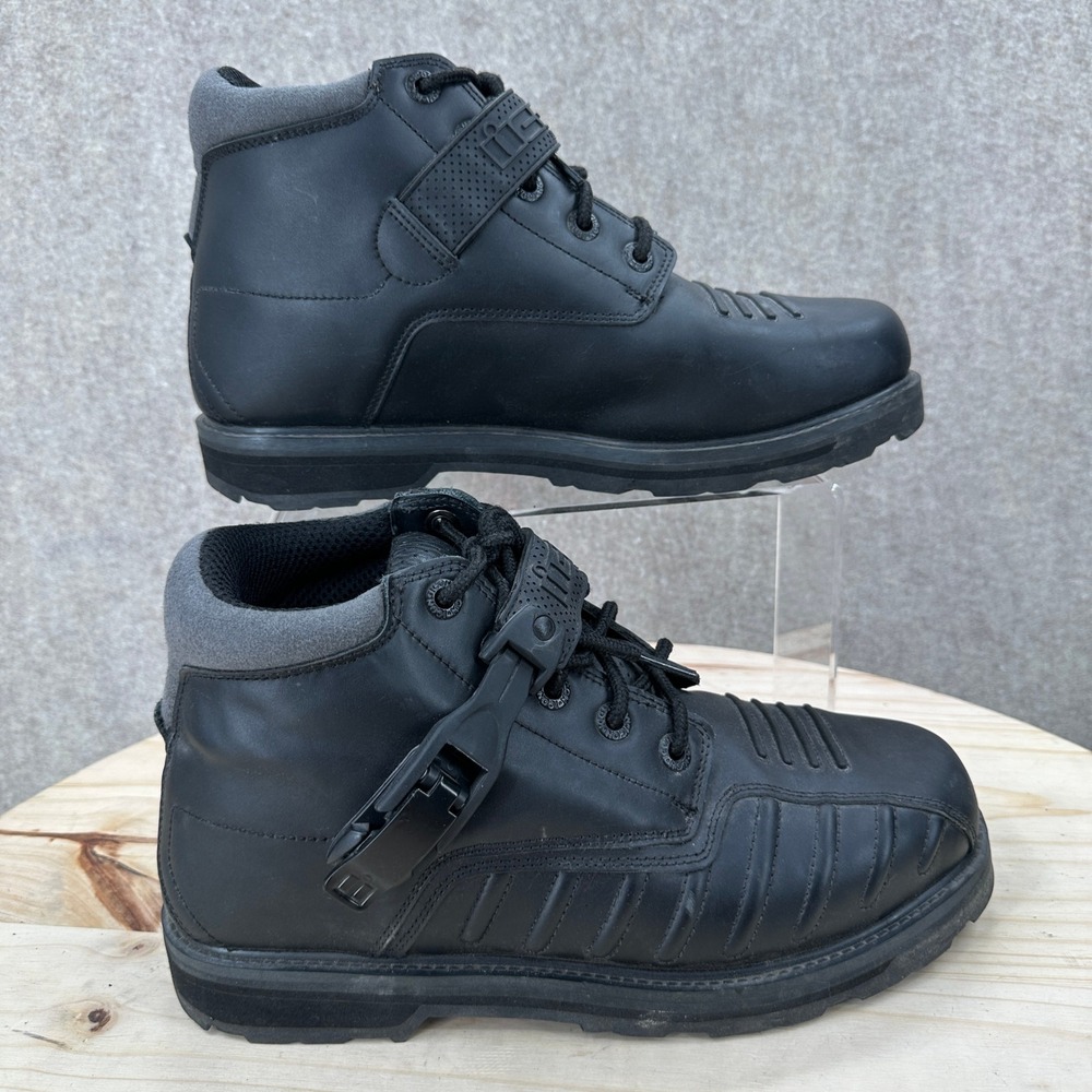 Icon Super Duty Motorcycle Boots Mens 11 Black Leather Buckle Strap Riding Shoes